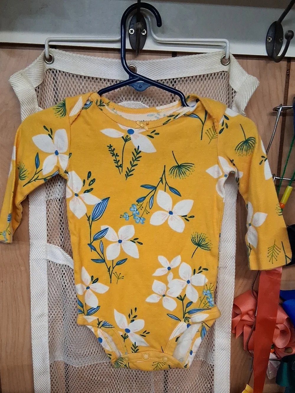 Carter's Yellow Floral Long-Sleeve Baby One-Piece Bodysuit